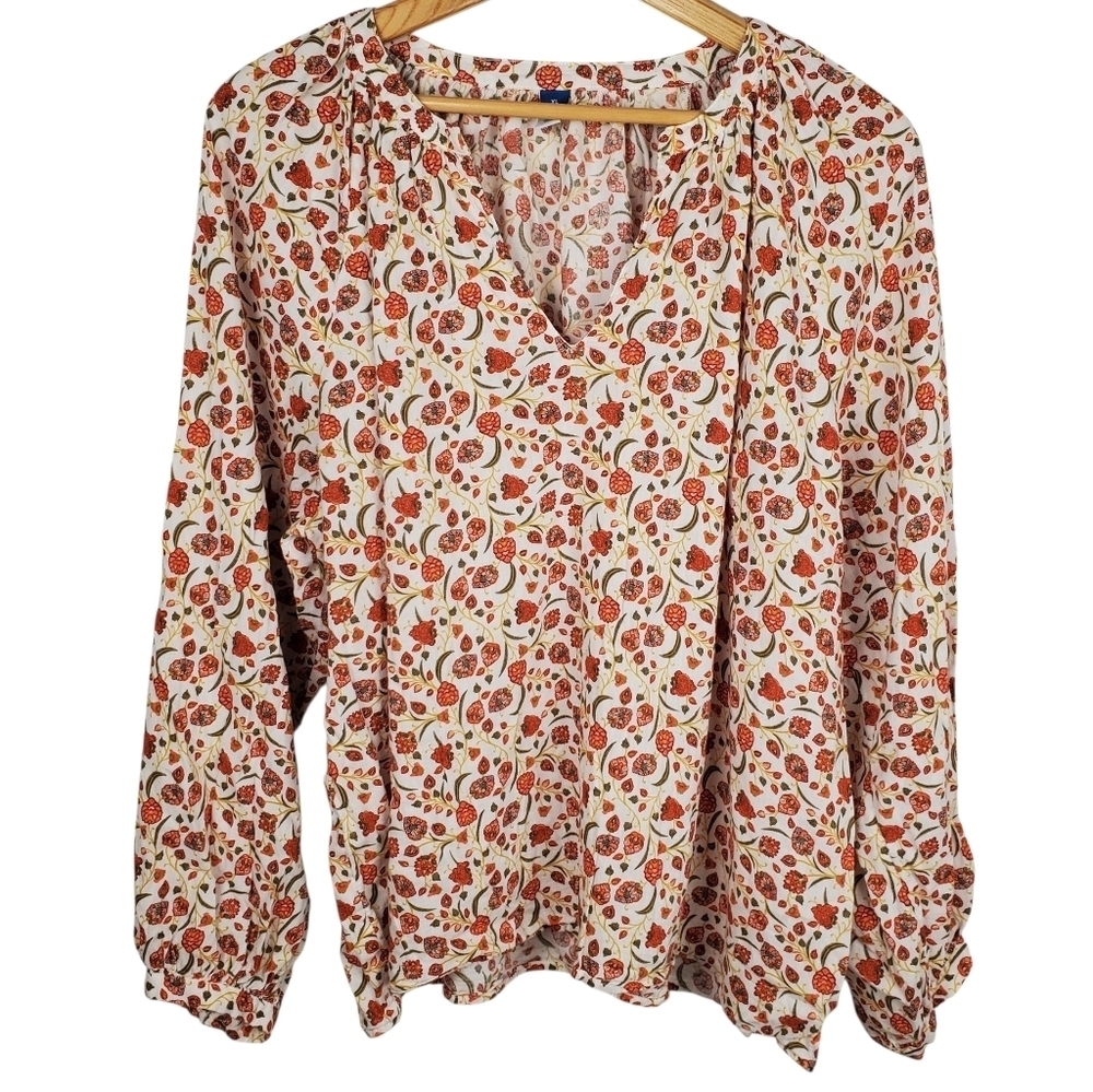Old Navy Floral Print Women's Top. 100% Cotton. Fall Colors. XL. #0152